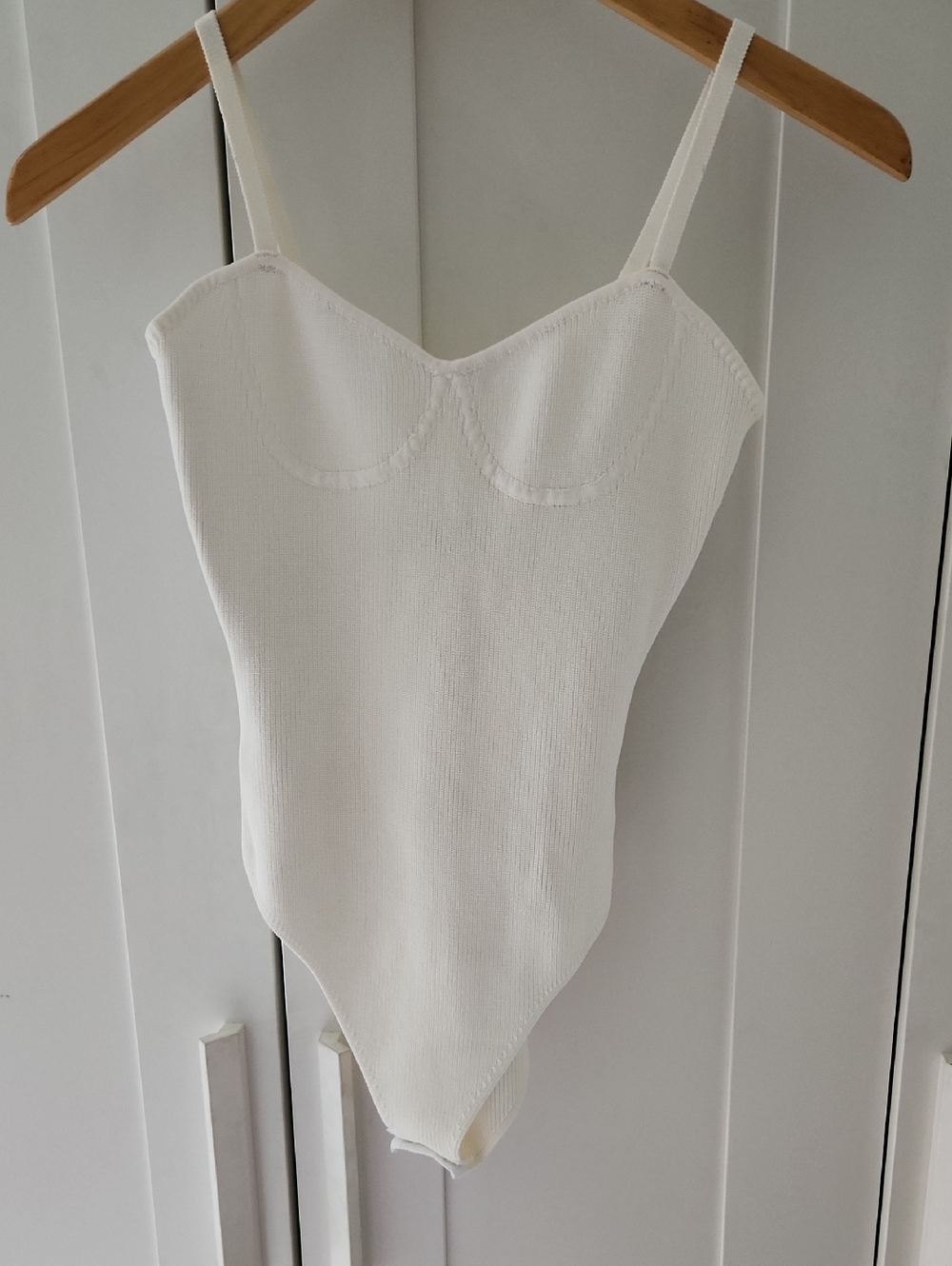 ZARA Cream Ribbed Knit Bodysuit